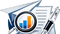 ResearchPaperCraft logo — magnifying glass, bar chart and pen